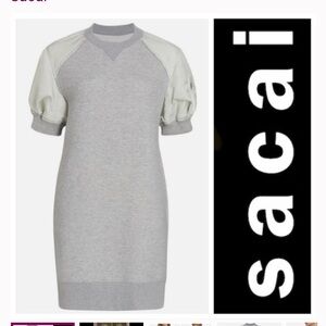 Sacai Gray and Cream Mini Dress